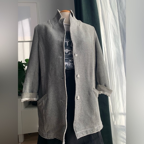 LOFT - Minimalist Raw-Edge Designer Coat | Independent Atelier | Grey - Picture 3 of 12